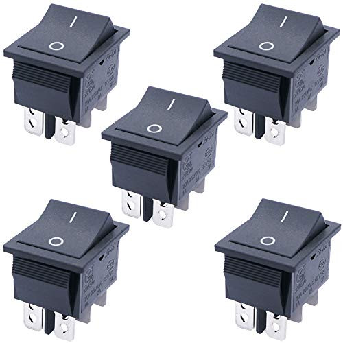 TWTADE / 5Pcs Black ON/ON DPST 4 Pin 2 Position Mini Boat Rocker Switch Car Auto Boat Rocker Toggle Switch Snap AC 250V 125V/20A ?Quality Assurance for 1 Years?XW-604AB2