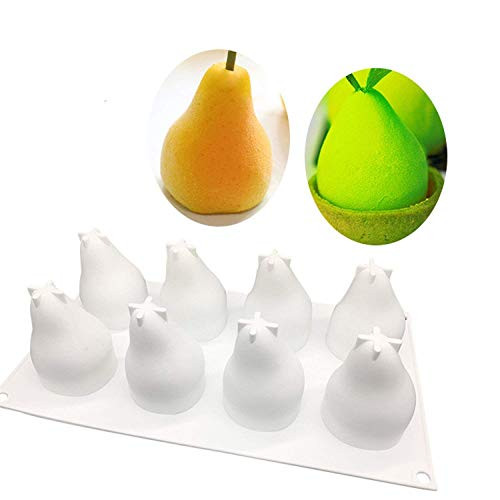 Damast Pear Shape Silicone Molds Cake Decorating Tools Bakeware French Dessert Mousse Cake Mold Baking Cupcake Silicone Mousse Mold - 8 Cavities (PEAR)