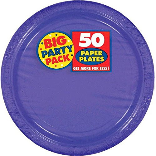 Amscan New Purple Big Party Pack 9"  Dinner Plates (50 Count), 1, purple