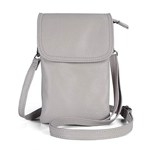 befen Cell Phone Crossbody Wallet Purse, Women Small Leather Crossbody Bag (Cloud Gray)