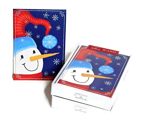 Hallmark Christmas Boxed Cards, Bulk Set of 32 Holiday Greeting Cards and Envelopes, Cute Snowman with Glitter Snowflakes (Snowman)