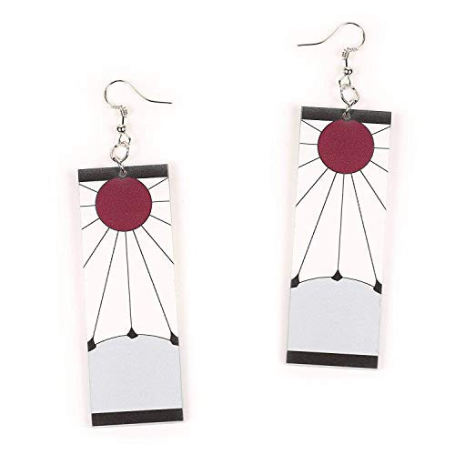 HappyShip Tanjiro Earrings Hanafuda Earrings Demon Slayer Cosplay Kimetsu No Yaiba Tanjiro Cosplay Anime Earrings (B) White