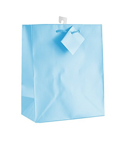 12-PC Solid Color Gift Bags, Matt Laminated, Light Blue Color