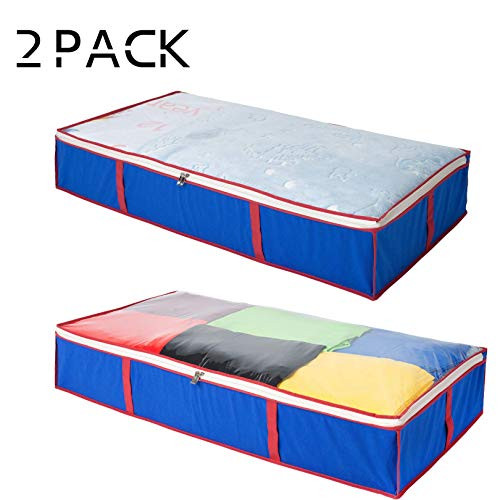 Alyss Under Bed Storage Bags (2 Pack) - Underbed Storage Containers for Blankets, Linens, Bedding, Clothing - Large Capacity Under Bed Organizer with Top Clear Vinyl Window - Size : 40x20x6.5 Inches Alyss Under Bed Storage Bags (2 Pack) - Underbed Storage Containers for Blankets, Linens, Bedding, Clothing - Large Capacity Under Bed Organizer with Top Clear Vinyl Window - Size : 40x20x6.5 Inches