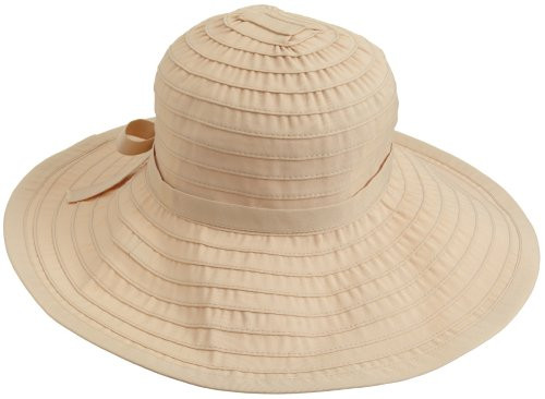 San Diego Hat Company Women's Ribbon Large Brim Hat,Beige,One Size