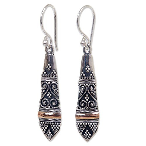 NOVICA Yellow Gold Plated Accent .925 Sterling Silver Dangle Hook Earrings, Ubud Dancer'