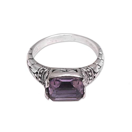 NOVICA Amethyst .925 Sterling Silver Ring, Padang Galak Beauty'