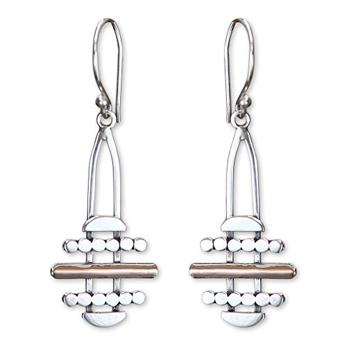 NOVICA .925 Sterling Silver Dangle Earrings with 18k Yellow Gold Plated Accents, Golden Horizon'
