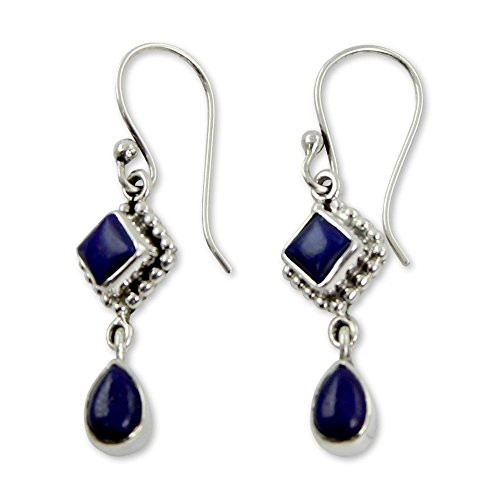 NOVICA .925 Sterling Silver and Lapis Lazuli Dangle Earrings, Queen of Diamonds' NOVICA .925 Sterling Silver and Lapis Lazuli Dangle Earrings, Queen of Diamonds'