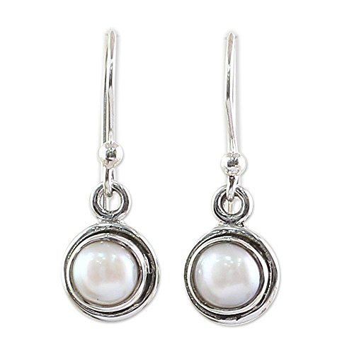 NOVICA Cream Cultured Freshwater Pearl .925 Silver Dangle Earrings, Purest Love' NOVICA Cream Cultured Freshwater Pearl .925 Silver Dangle Earrings, Purest Love'