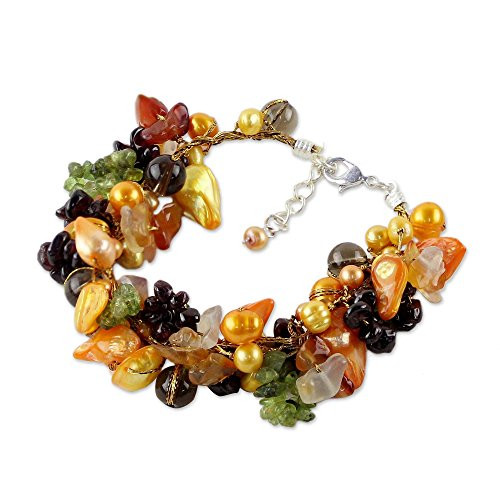 NOVICA Multi-Gem Quartz Cultured Freshwater Pearl Stainless Steel Beaded Bracelet, Precious Fruit' NOVICA Multi-Gem Quartz Cultured Freshwater Pearl Stainless Steel Beaded Bracelet, Precious Fruit'