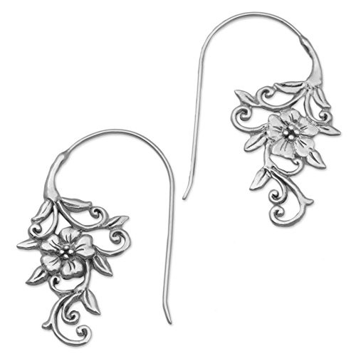 NOVICA .925 Sterling Silver Drop Earrings 'Floral Vines'