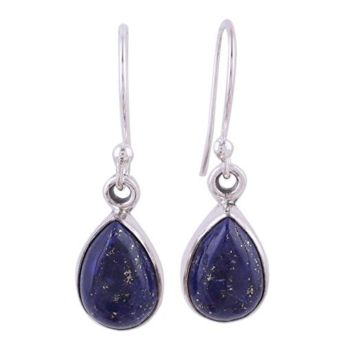 NOVICA Lapis Lazuli .925 Sterling Silver Teardrop Dangle Hook Earrings 'Be True' NOVICA Lapis Lazuli .925 Sterling Silver Teardrop Dangle Hook Earrings 'Be True'