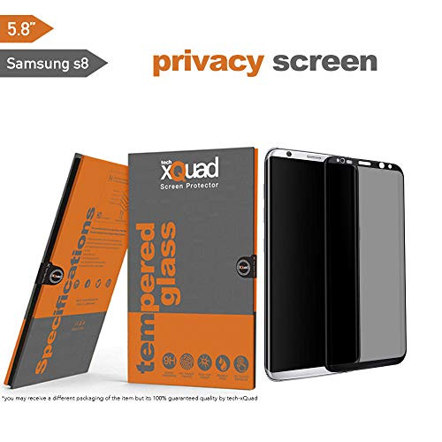 Galaxy s8 Privacy Screen Protector, [Case Friendly] xQuad Tempered Glass for s8, Anti-Scratch, Anti-spy, 3D Curved Protective Tempered Glass Compatible Samsung Galaxy S8 (s8, Privacy-Black)