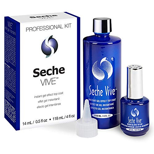 Seche Vive Professional Kit, Instant Gel Effect Top Coat for Nail Polish, 4 oz & 0.5 oz Refill Seche Vive Professional Kit, Instant Gel Effect Top Coat for Nail Polish, 4 oz & 0.5 oz Refill