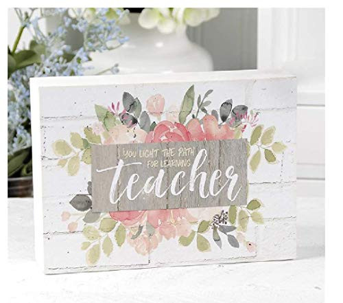 Blossom Bucket 201-39557 You Light The Path Teacher Wall Box, 6-inch Length