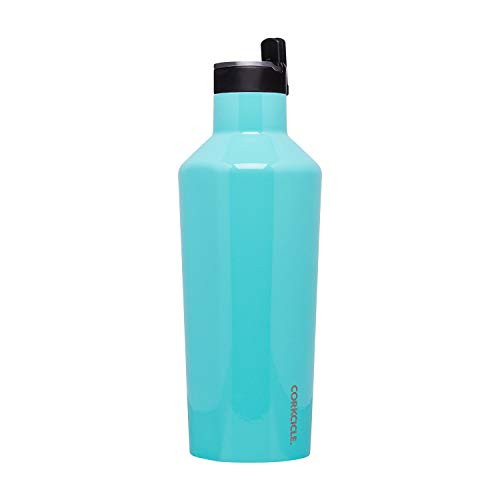 Corkcicle Canteen Sport Collection - Water Bottle & Thermos - Triple Insulated Shatterproof Stainless Steel, 40oz, Gloss Turquoise