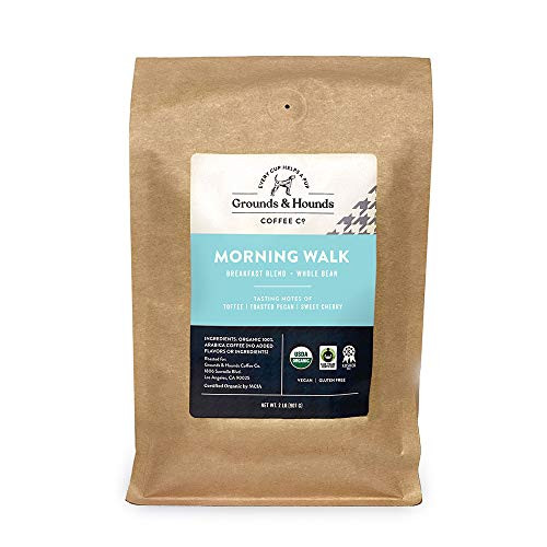 Grounds & Hounds Morning Walk Breakfast Blend Medium Light Roast - 100% Fair Trade & Organic Whole Bean Coffee - 100% Arabica Small Batch Roasted 2 LB (Medium Light Roast, Whole Bean) Grounds & Hounds Morning Walk Breakfast Blend Medium Light Roast - 100% Fair Trade & Organic Whole Bean Coffee - 100% Arabica Small Batch Roasted 2 LB (Medium Light Roast, Whole Bean)