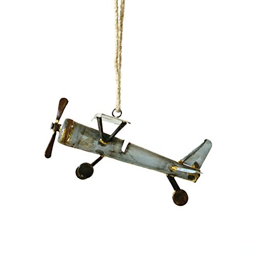 Creative Co-op XM0496 Country Christmas 6" L Galvanized Metal Plane Ornament