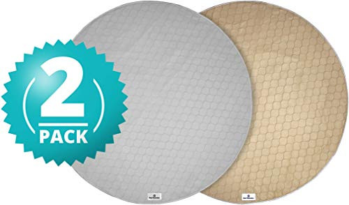 Pet Parents Washable Round Whelping Pads (2pack) of 48" Circle Premium Pee Pads for Dogs, Waterproof Dog Pee Pads, Circle Reusable Dog Training Pads, Pet Pee Pads! Modern Puppy Pads! -1 Tan & 1 Grey