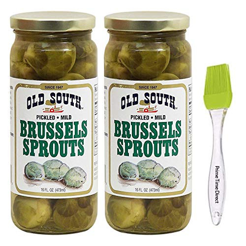 Old South Pickled Brussels Sprouts, Mild 16 oz (2 Pack) Bundled with PrimeTime Direct Silicone Basting Brush in a PTD Sealed Bag