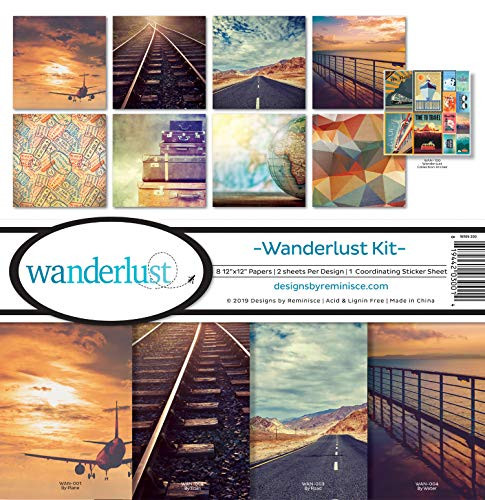 Reminisce Wanderlust Scrapbook Collection Kit, Multi Color Palette