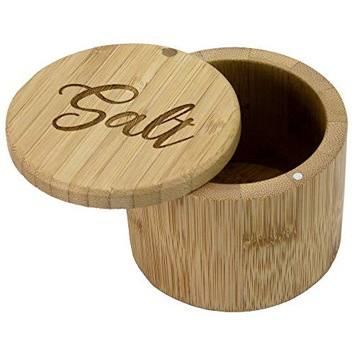 Totally Bamboo Salt Box, Bamboo Storage Box with Magnetic Swivel Lid, Salt Engraved on Lid Totally Bamboo Salt Box, Bamboo Storage Box with Magnetic Swivel Lid, Salt Engraved on Lid