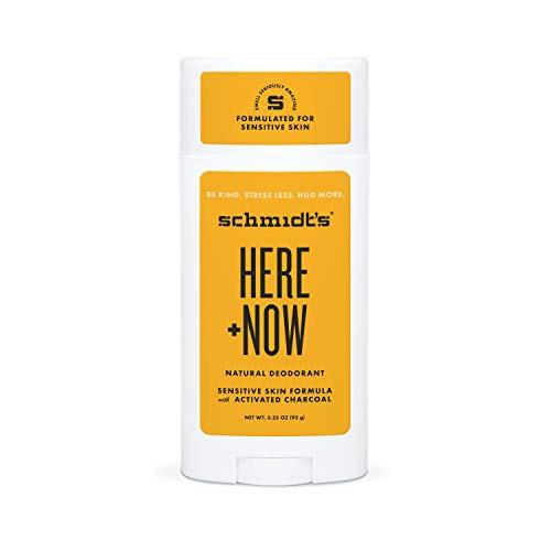Schmidt's Aluminum Free Sensitive Skin Baking Soda-Free Natural Deodorant for Men and Women, 24 Hour Odor Protection and Freshness, Here + Now Vegan, Certified Cruelty Free 3.25 oz