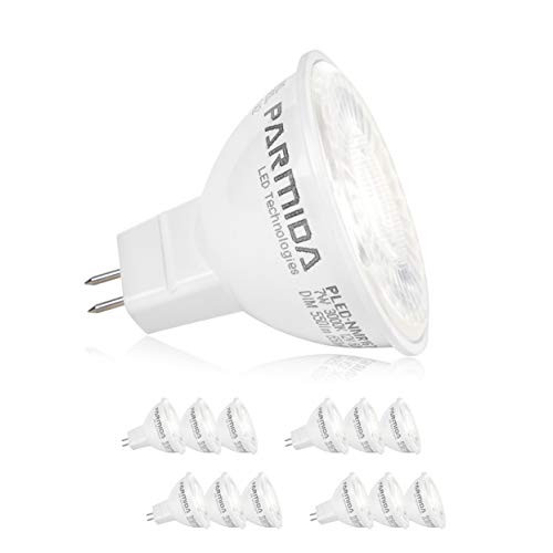 (12 Pack) Parmida LED MR16 Bulb, GU5.3 Base, Dimmable, 7W (50W Equivalent), 5000K (Day Light), 500lm, Spot Light Bulb, Energy Star, UL-Listed, 40° Beam Angle, 12V AC/DC, Track Lighting, Spotlight (12 Pack) Parmida LED MR16 Bulb, GU5.3 Base, Dimmable, 7W (50W Equivalent), 5000K (Day Light), 500lm, Spot Light Bulb, Energy Star, UL-Listed, 40° Beam Angle, 12V AC/DC, Track Lighting, Spotlight