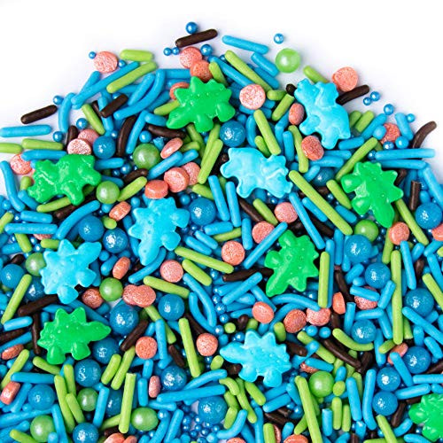 Sweets Indeed Sprinklefetti Dinosaur Sprinkle Mix - Blue Green Brown - Sprinkles for Baking - 8 Ounces