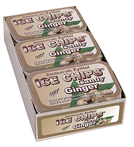 ICE CHIPS Xylitol Candy Tins (Ginger, 6 Pack); Includes ICE CHIPS BAND as shown