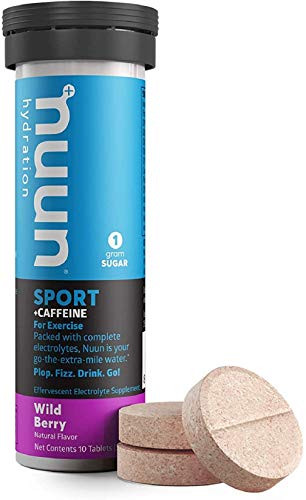 Nuun Sport + Caffeine: Electrolyte Drink Tablets, Wild Berry, 1 Tube (10 Servings)