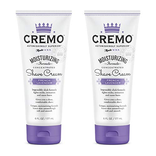 Cremo French Lavender Moisturizing Shave Cream, Astonishingly Superior Ultra-Slick Shaving Cream for Women Fights Nicks, Cuts and Razor Burn, 6 Oz (2-Pack)