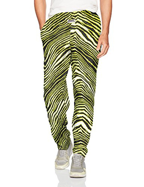 Zubaz Men's Classic Zebra Printed Athletic Lounge Pants, Black/neon Yellow, 2XL