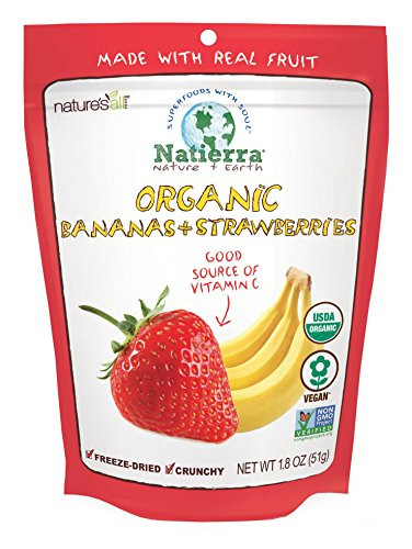 Natierra Nature's Organic Freeze-Dried Bananas and Strawberries | Gluten Free & Vegan | 1.8 Ounce