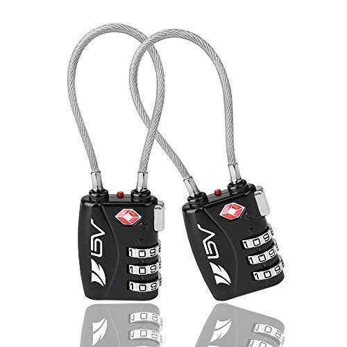 TSA Approved Luggage Travel Lock, Set-Your-Own Combination Lock for School Gym Locker,Luggage Suitcase Baggage Locks,Filing Cabinets,Toolbox,Case (Black, Pair)