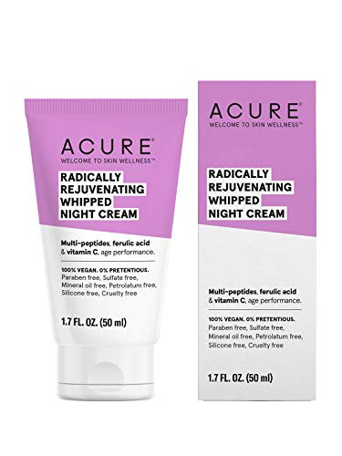 ACURE Radically Rejuvenating Whipped Night Cream | 100% Vegan | Provides Anti-Aging Support | Multi-Peptides, Ferulic Acid & Vitamin C - Hydrates & Rejuvenates | 1.7 Fl Oz