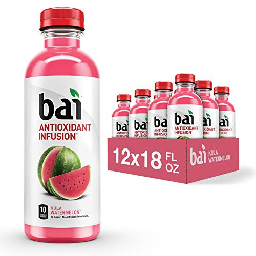 Bai Flavored Water, Kula Watermelon, Antioxidant Infused Drinks, 18 Fluid Ounce Bottles, 12 Count