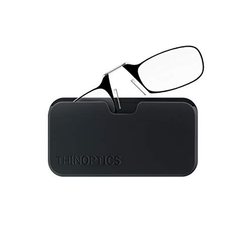 ThinOptics Universal Pod Rectangular Reading Glasses, Black Frames/Black Case (Retail), 44 mm + 2.5