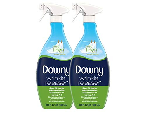 Downy Wrinkle Releaser Plus Static Remover (Crisp Linen) - 33.8 Fluid Ounce, Pack of 2