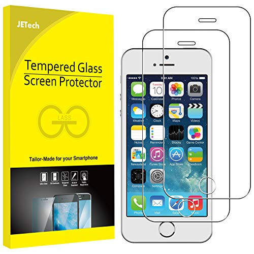 JETech Screen Protector for iPhone SE 2016 (Not for 2020), iPhone 5s, iPhone 5c and iPhone 5, Tempered Glass Film, 2-Pack