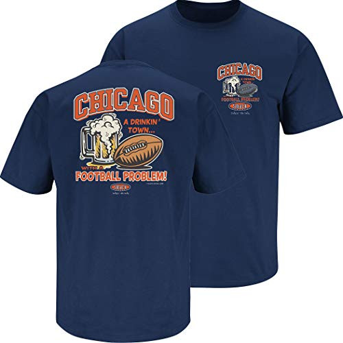 Chicago Football Fans. Chicago A Drinking Town with A Football Problem Navy T Shirt (Sm-5X) (Short Sleeve, X-Large)