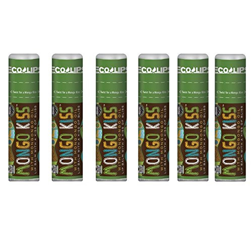 Lip Balm Mongo Kiss 6-Pack (6 Tubes) by Eco Lips 100% Organic Beeswax & Cocoa Butter Lip Care with Organic Mongongo Oil - Soothe & Moisturize Dry & Cracked Lips - Made in USA. (Peppermint) Lip Balm Mongo Kiss 6-Pack (6 Tubes) by Eco Lips 100% Organic Beeswax & Cocoa Butter Lip Care with Organic Mongongo Oil - Soothe & Moisturize Dry & Cracked Lips - Made in USA. (Peppermint)
