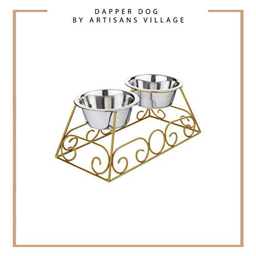 ARTISANS VILLAGE Elevated Raised Bar Pet Feeder Stand, Double Removable Stainless Steel Bowl with Stand for Food and Water, Pet Feeder for Cat and Dog ARTISANS VILLAGE Elevated Raised Bar Pet Feeder Stand, Double Removable Stainless Steel Bowl with Stand for Food and Water, Pet Feeder for Cat and Dog