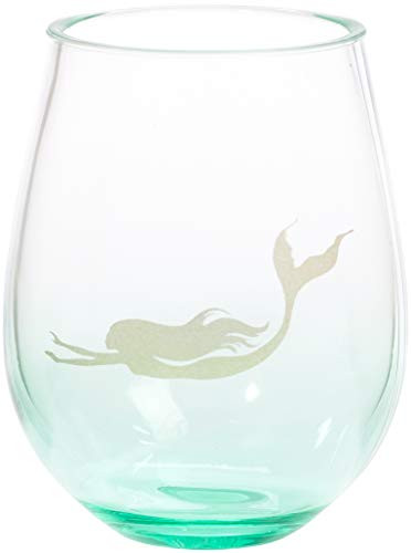 C.R. Gibson QWG2O-20886 Mermaids Single Stemless Wine Glass 12 oz./3.5" W X 4.5" H Gold