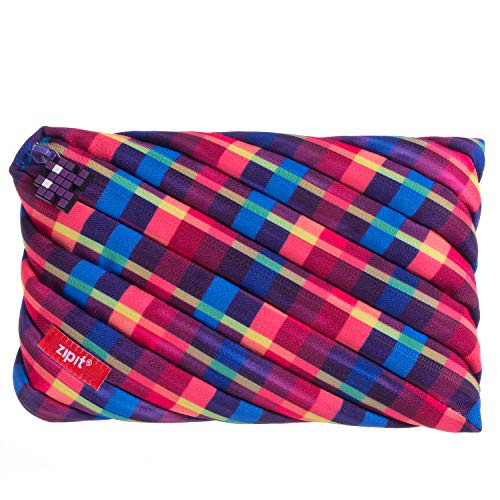 ZIPIT Pixel Big Pencil Case/Cosmetic Makeup Bag, Purple