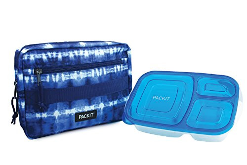 PackIt Freezable Bento Box Set: Freezable Sleeve and Reusable Bento Box Container, Tie Dye