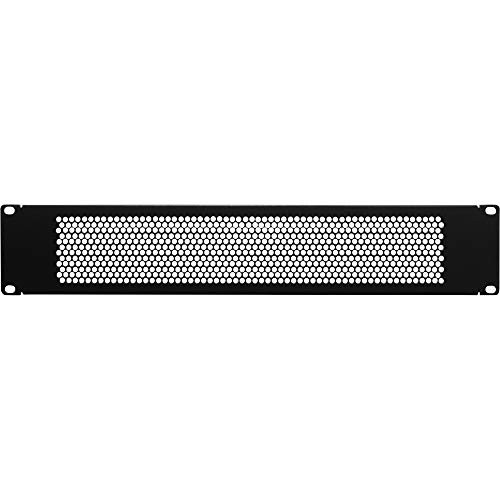 NavePoint 2U Blank Rack Mount Panel Spacer with Venting for 19-Inch Server Network Rack Enclosure Or Cabinet Black