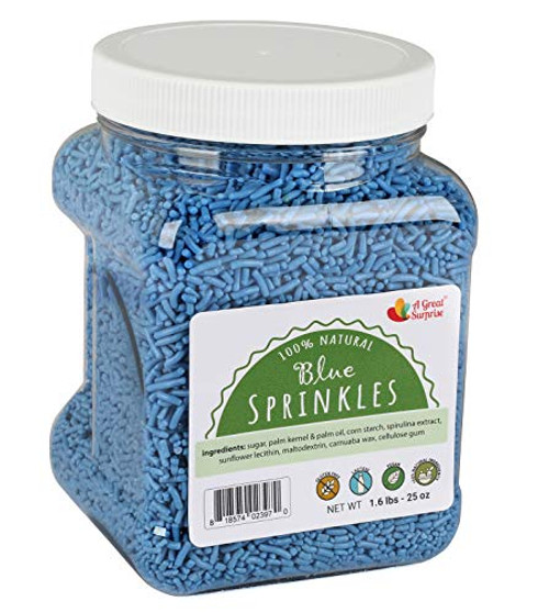 100% NATURAL Blue Sprinkles  No Artificial Dyes  Gluten Free, Vegan, Lactose Free, Bulk 1.6 Pounds