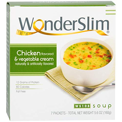 WonderSlim Low-Carb Diet High Protein Soup Mix - Chicken & Vegetable Cream Soup (7 Servings) - Low Carb, Low Calorie, Fat Free Soup